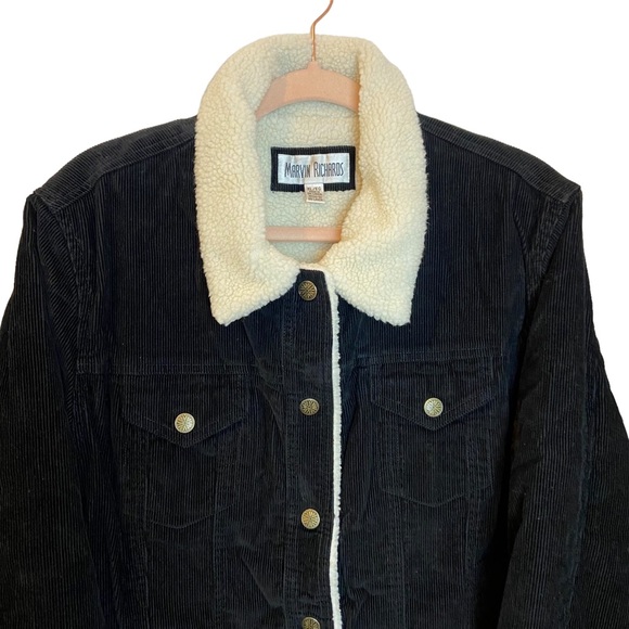 Marvin Richards Sherpa Lined Corduroy Jacket Size XL Black Womens - Picture 5 of 11